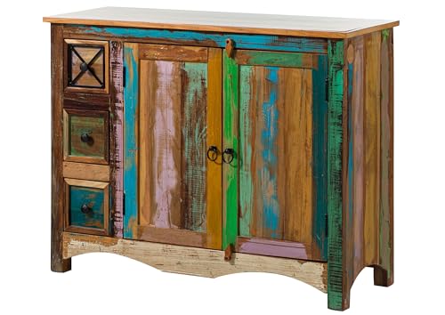 MASSIVMOEBEL24.DE Nature of Spirit Kommode 110x40x85 Indisches Altholz, Farbe:Mehrfarbig lackiert, Größe:110x40x85 cm (BxTxH) von MASSIVMOEBEL24.DE