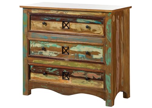 MASSIVMOEBEL24.DE Nature of Spirit Kommode 100x42x88 Indisches Altholz, Farbe:Mehrfarbig lackiert, Größe:100x42x88 cm (BxTxH) von MASSIVMOEBEL24.DE