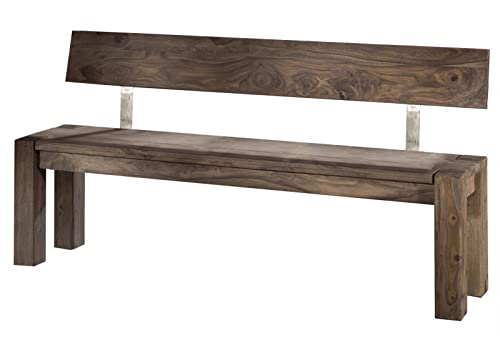 MASSIVMOEBEL24.DE Nature Grey Bank mit Rückenlehne #701 Sheesham - Verschiedene Größen, Farbe:grau geölt, Größe:200x35x76 cm (BxTxH) von MASSIVMOEBEL24.DE