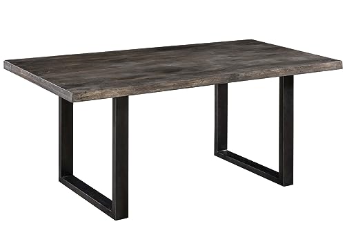 Massivmoebel24.de | Railway Esstisch aus Massivholz #108 | aus Mangoholz - Grau, lackiert | + U-Beine aus Metall | 160x90cm | Massivholztisch Echtholztisch Esstisch von Massivmoebel24.de