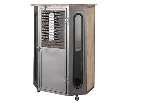 Massivmoebel24.de | Railway Vitrine aus Massivholz #330 | aus Mangoholz - Whitewash, lackiert | 2 Fächer | 120x60x76 cm | massiver Schrank im Industrial-Design von Massivmoebel24.de