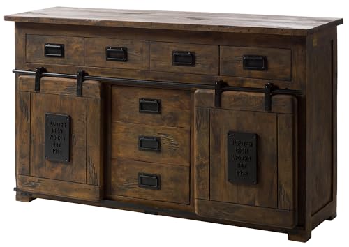 MASSIVMOEBEL24.DE Railway Sideboard Mango Größen 2, Farbe:braun lackiert, Größe:150x45x90 cm (BxTxH) von MASSIVMOEBEL24.DE