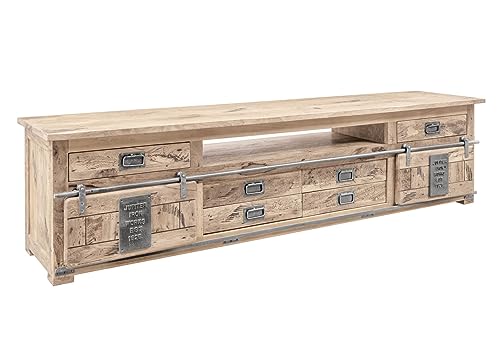 MASSIVMOEBEL24.DE Railway TV-Board 240x50x60 Mango, Farbe:beige lackiert, Größe:240x50x60 cm (BxTxH) von MASSIVMOEBEL24.DE