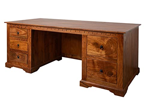 MASSIVMOEBEL24.DE Oxford Schreibtisch Akazie 180x80x74, Farbe:Hellbraun lackiert, Größe:180x80x74 cm (BxTxH) von MASSIVMOEBEL24.DE