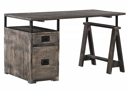 MASSIVMOEBEL24.DE Schreibtisch Mango 140x78x80 grau lackiert Railway #229 von MASSIVMOEBEL24.DE