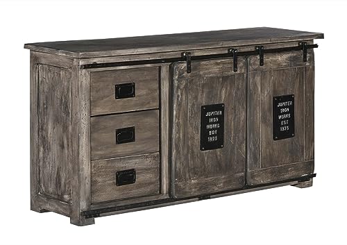 Massivmoebel24.de Sideboard Mango 150x45x80 grau lackiert Railway #200 von Massivmoebel24.de