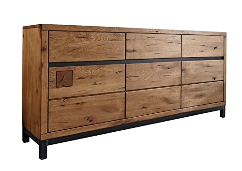 Massivmoebel24.de Sideboard Wildeiche 175x45x85 Tabacco Brown geölt VILLANDERS #308 modern von Massivmoebel24.de