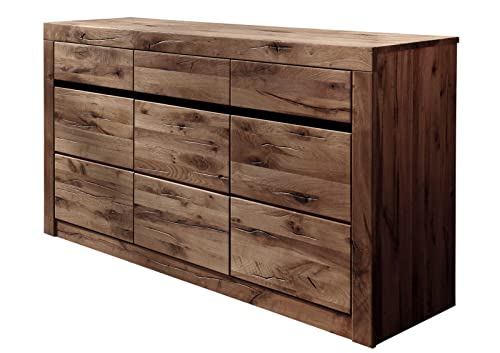 MASSIVMOEBEL24.DE Sideboard Zerreiche 155x45x85 Tabacco Brown geölt MONTREUX #310 von MASSIVMOEBEL24.DE
