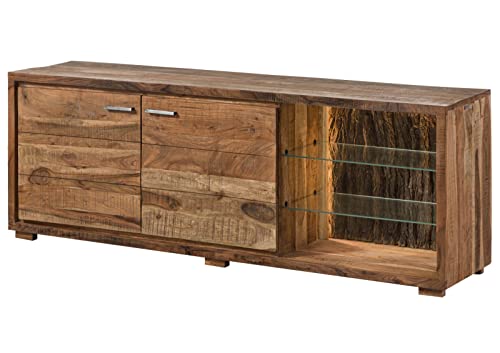 MASSIVMOEBEL24.DE TV-Board Akazie 175x40x63 Natur lackiert BARK #112 von MASSIVMOEBEL24.DE