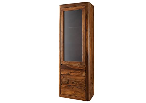 MASSIVMOEBEL24.DE Toronto Vitrine 70x145x40 Sheesham/Palisander Größen, Farbe:Dunkelbraun gewachst, Größe:70x40x202 cm (BxTxH) von MASSIVMOEBEL24.DE
