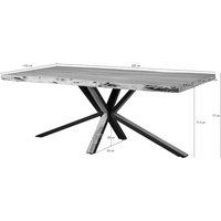 Baumtisch 220x100x77 Akazie beige lackiert / Kreuzgestell anthrazit matt / natur FREEFORM von Massivmoebel24