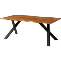 Baumtisch Akazie 180x90x75 natur lackiert / ausgestellte X-Beine anthrazit matt FREEFORM 3 von Massivmoebel24