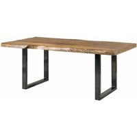 Baumtisch Mango 240x100x77 natur lackiert / U-Beine anthrazit glänzend freeform 5 von Massivmoebel24