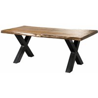 Baumtisch Mango 240x100x77 natur lackiert / X-Beine anthrazit glänzend freeform 5 von Massivmoebel24