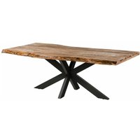 Baumtisch Sheesham 220x100x77 natur sandgestrahlt / Kreuzgestell anthrazit matt freeform 5 von Massivmoebel24