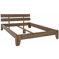 Bett Sheesham 160x20x75 grau geölt nature grey 211 von Massivmoebel24