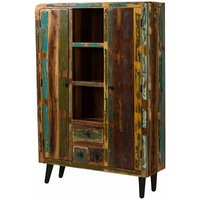 Highboard Altholz 115x40x170 mehrfarbig lackiert sixties 108 von Massivmoebel24