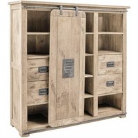 Highboard Mango 142x45x147 whitewash lackiert railway 362 von Massivmoebel24