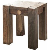Hocker Sheesham 40x40x45 grau geölt NATURE GREY 10 von Massivmoebel24