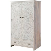 Kleiderschrank Mango 108x64x180 weiß geölt KASHMIR 106 von Massivmoebel24