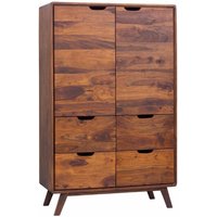 Kommode Sheesham 90x40x145 walnuss lackiert malmö 2 110 - dunkelbraun von Massivmoebel24