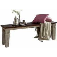 Massivmoebel24 - Bank Mango / Akazie 120x35x45 weiß gewachst castle-antik 145 von Massivmoebel24