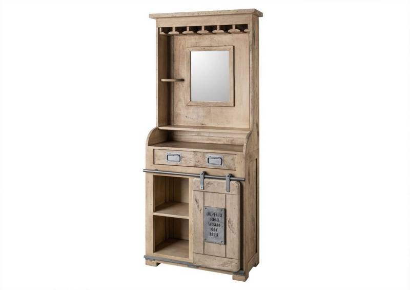 Massivmoebel24 Barschrank RAILWAY (Bar Mango 75x35x170 whitewash lackiert RAILWAY #341) von Massivmoebel24