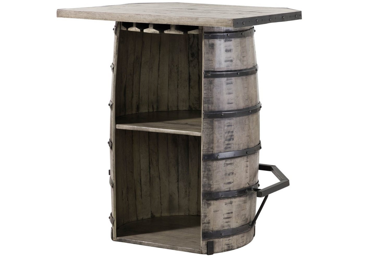 Massivmoebel24 Bartisch HEAVY INDUSTRY (Bartisch Mango 90x75x103 grau lackiert HEAVY INDUSTRY#158), Bartisch Mango 90x75x103 grau lackiert HEAVY INDUSTRY#158 von Massivmoebel24