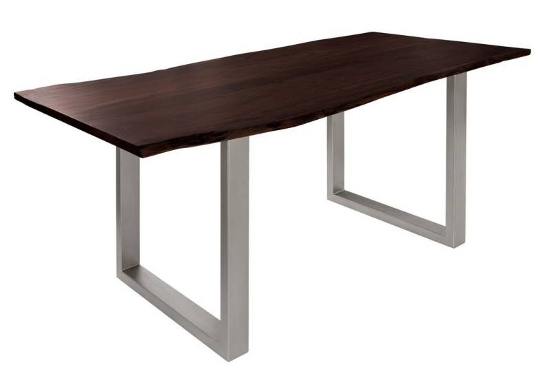 Massivmoebel24 Baumkantentisch FREEFORM (Baumtisch Akazie 140x90x76 braun Beine silber matt FREEFORM 3), Baumtisch Akazie 140x90x76 braun Beine silber matt FREEFORM 3 von Massivmoebel24