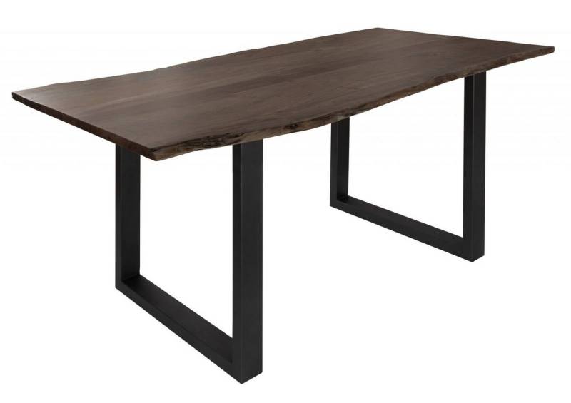 Massivmoebel24 Baumkantentisch FREEFORM (Baumtisch Akazie 140x90x76 grau Beine anthrazit matt FREEFORM 3) von Massivmoebel24