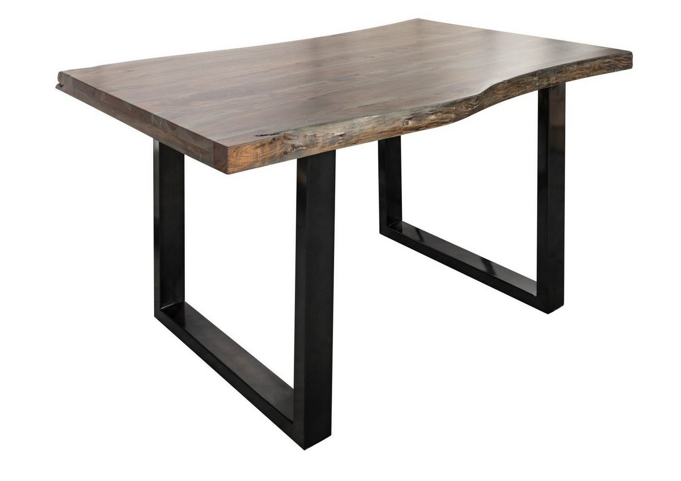 Massivmoebel24 Baumkantentisch FREEFORM (Baumtisch Akazie 140x90x77 grau / U-Beine anthrazit FREEFORM 5), Baumtisch Akazie 140x90x77 grau / U-Beine anthrazit FREEFORM 5 von Massivmoebel24