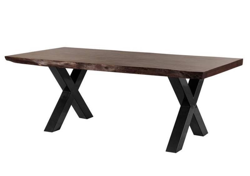 Massivmoebel24 Baumkantentisch FREEFORM (Baumtisch Akazie 180x90x77 braun / X-Beine anthrazit FREEFORM 5) von Massivmoebel24