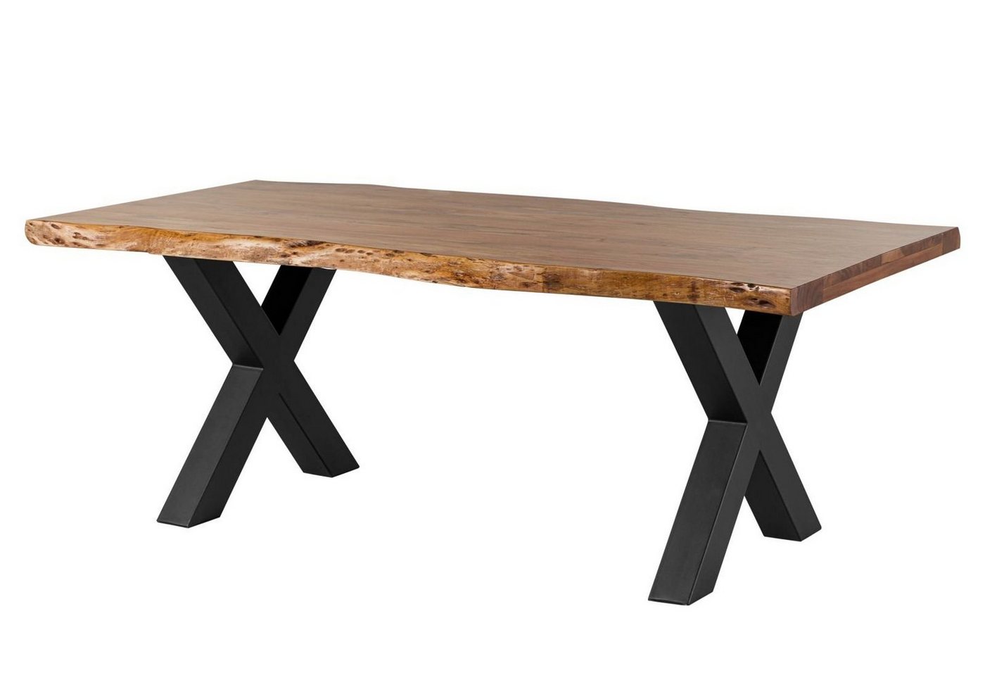 Massivmoebel24 Baumkantentisch FREEFORM (Baumtisch Akazie 180x90x77 Akazie natur / X-Beine anthrazit FREEFORM 5) von Massivmoebel24