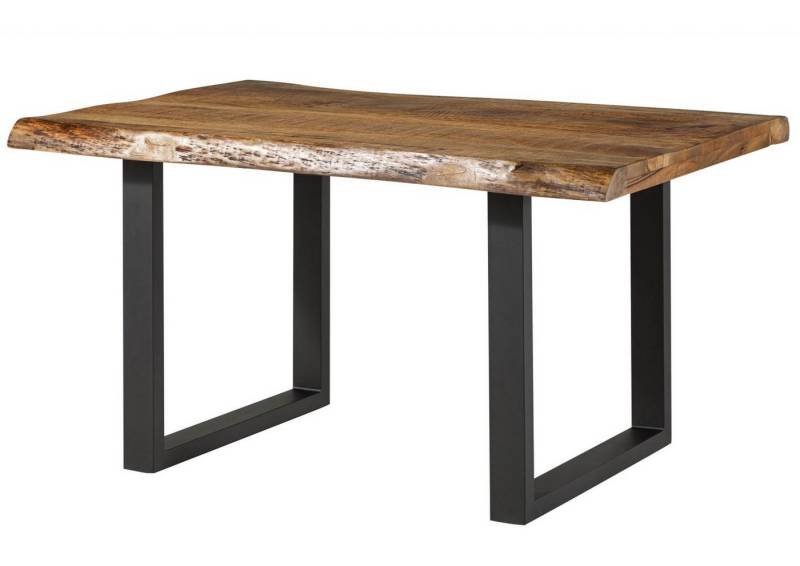 Massivmoebel24 Baumkantentisch FREEFORM (Massivholz, Massivholztisch), Baumtisch Mango 160x90x77 natur / U-Beine anthrazit FREEFORM 5 von Massivmoebel24