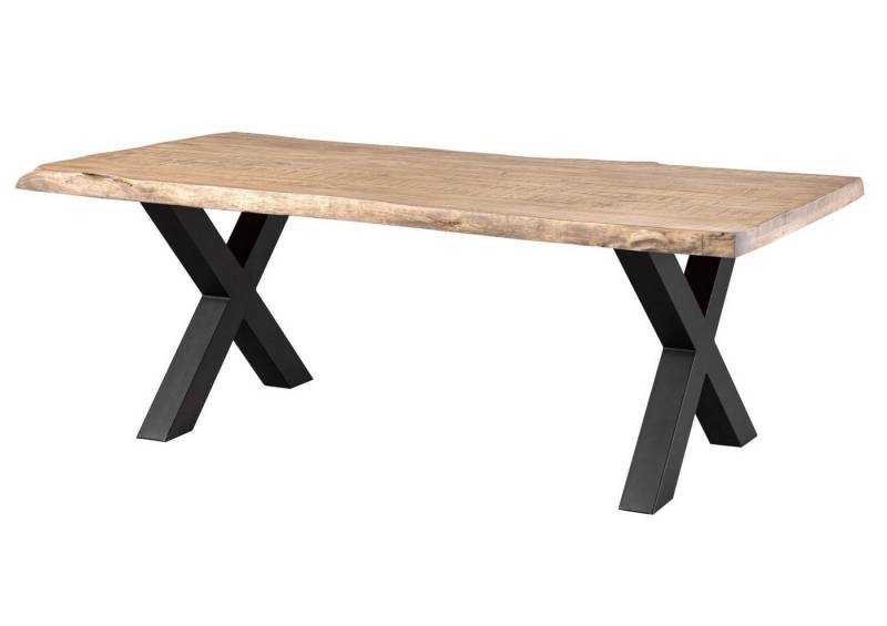 Massivmoebel24 Baumkantentisch FREEFORM (Massivholz, Massivholztisch), Baumtisch Mango 180x90x77 beige / X-Beine anthrazit FREEFORM 5 von Massivmoebel24