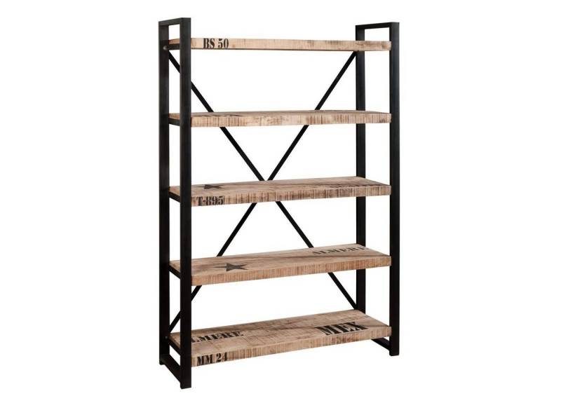 Massivmoebel24 Bücherregal, 1-tlg., Regal Mango 120x40x180 natur bedruckt FACTORY #144 von Massivmoebel24