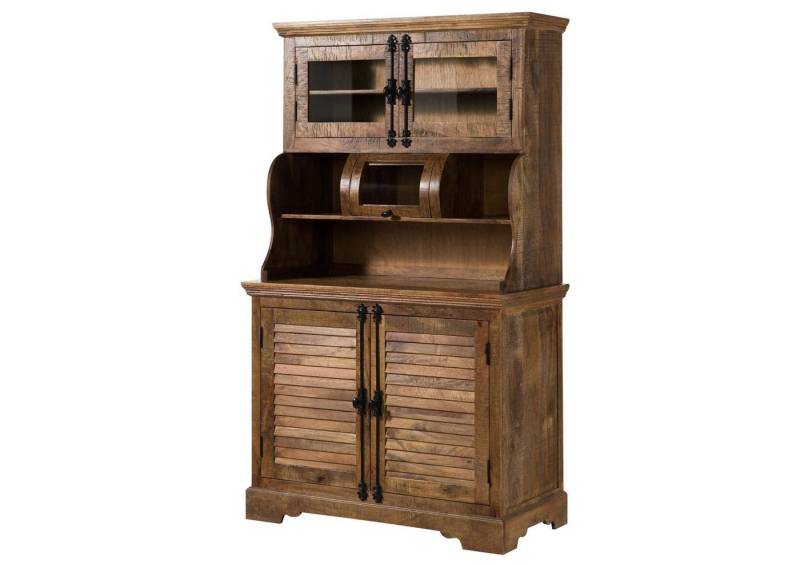 Massivmoebel24 Buffet #153 (Buffet Mango 110x55x190 dunkelbraun geölt RODEZ #153) von Massivmoebel24