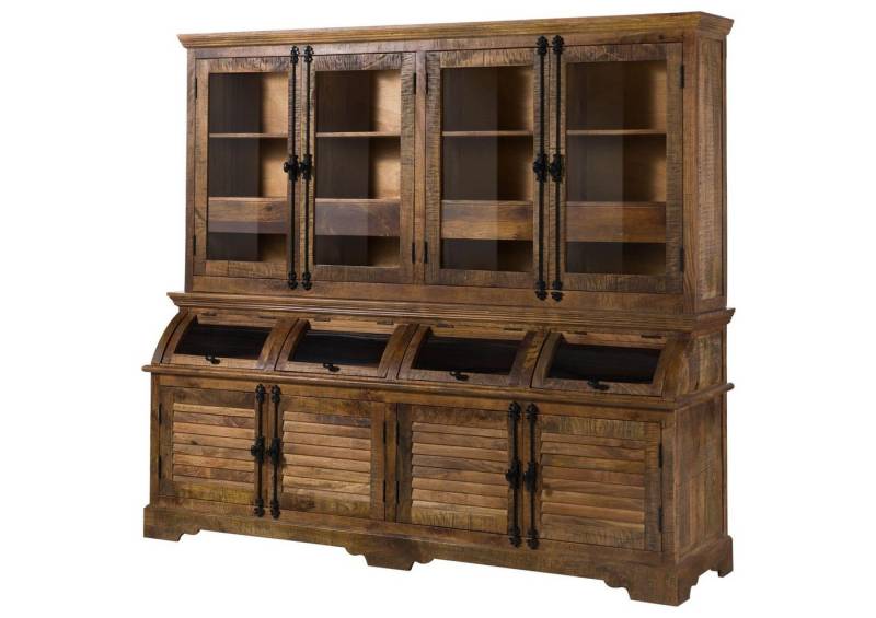 Massivmoebel24 Buffet #154 (Buffet Mango 210x55x190 dunkelbraun geölt RODEZ #154) von Massivmoebel24