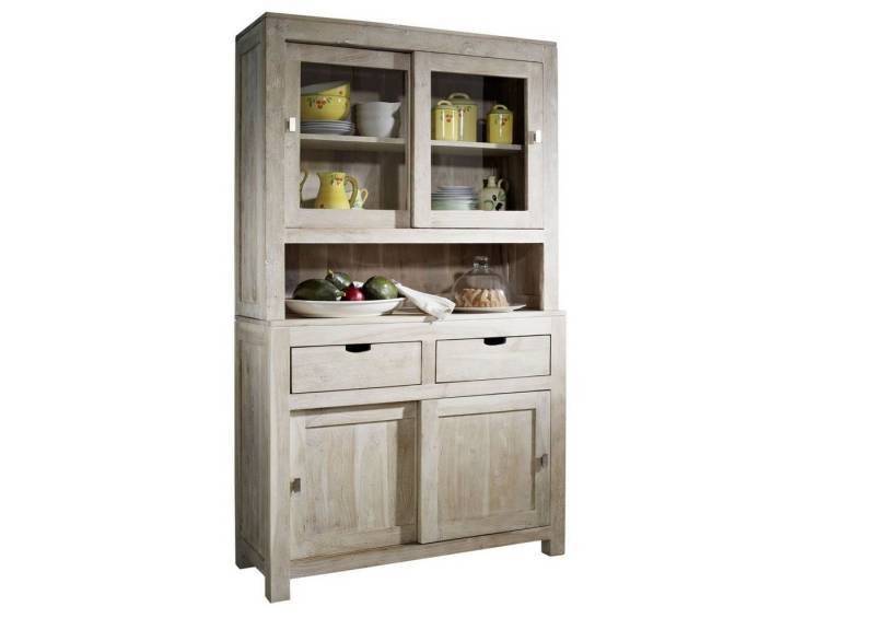 Massivmoebel24 Buffet #64 (Buffet Akazie 110x45x190 white stone getüncht  NATURE WHITE #64) von Massivmoebel24