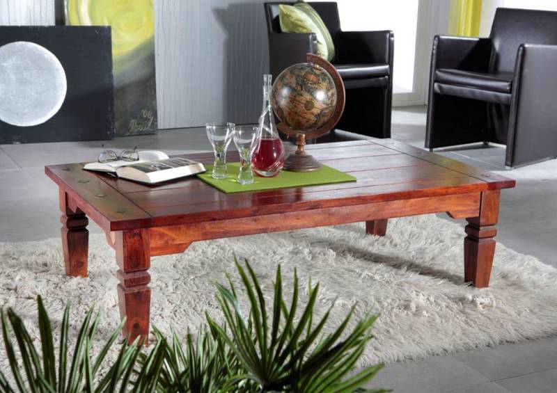 Massivmoebel24 Couchtisch Couchtisch Akazie 135x75x40 nougat lackiert OXFORD #429 von Massivmoebel24