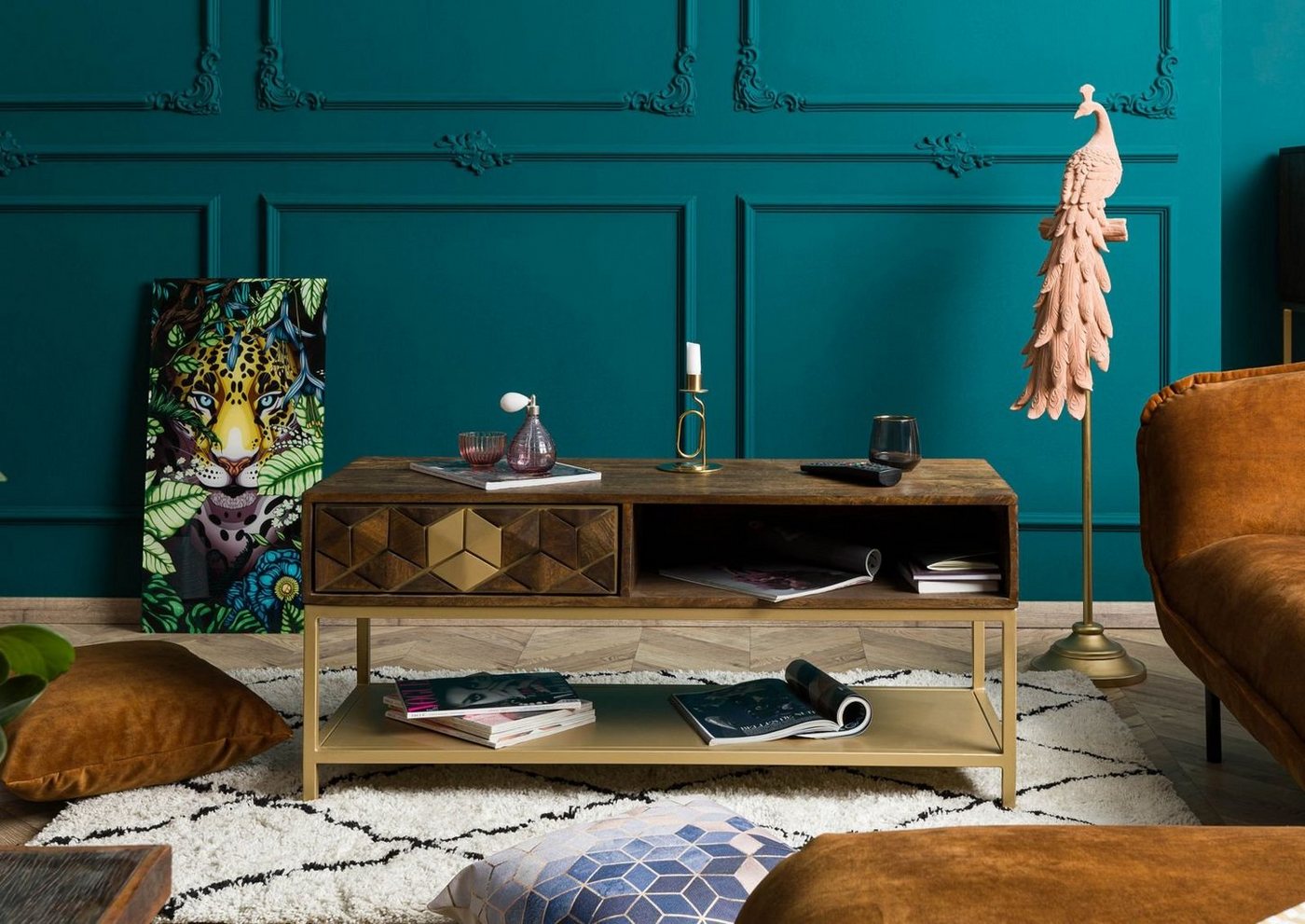 Massivmoebel24 Couchtisch Couchtisch Mango 110x40x50 braun geölt DIAMOND #200 von Massivmoebel24