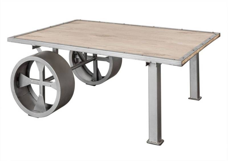 Massivmoebel24 Couchtisch RAILWAY (Couchtisch Mango 110x80x43 whitewash lackiert Railway #333) von Massivmoebel24