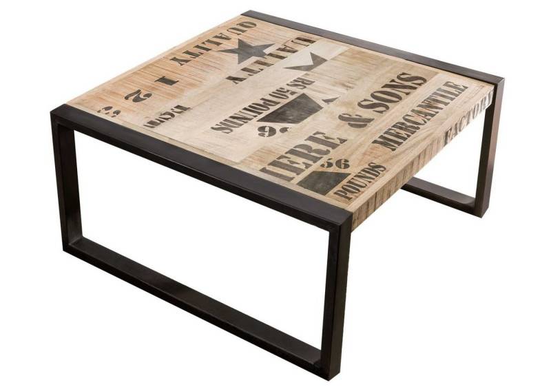 Massivmoebel24 Couchtisch FACTORY (Massivholz, Massivholztisch), Couchtisch Mango 80x80x40 natur bedruckt FACTORY #110 von Massivmoebel24