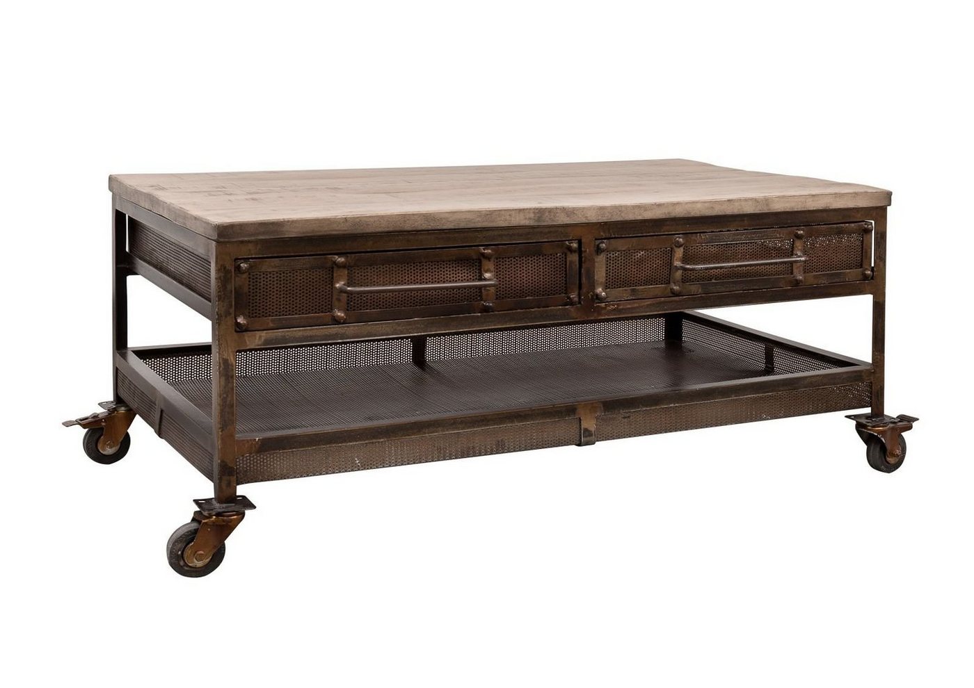 Massivmoebel24 Couchtisch HEAVY INDUSTRY (Massivholz, Massivholztisch), Couchtisch Mango 110x60x50 braun lackiert HEAVY INDUSTRY #222 von Massivmoebel24