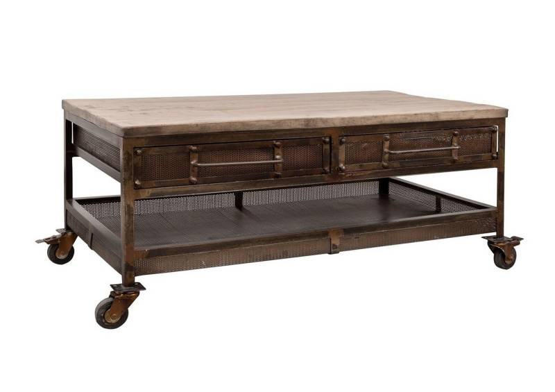 Massivmoebel24 Couchtisch HEAVY INDUSTRY (Massivholz, Massivholztisch), Couchtisch Mango 110x60x50 braun lackiert HEAVY INDUSTRY #222 von Massivmoebel24