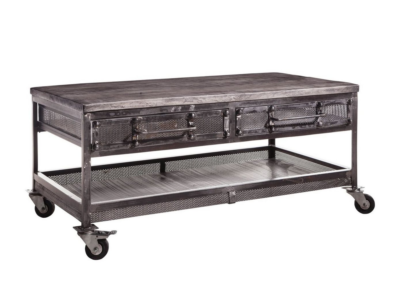 Massivmoebel24 Couchtisch HEAVY INDUSTRY (Couchtisch Mango 110x60x50 grau lackiert HEAVY INDUSTRY #122), Couchtisch Mango 110x60x50 grau lackiert HEAVY INDUSTRY #122 von Massivmoebel24