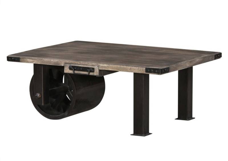 Massivmoebel24 Couchtisch RAILWAY (Couchtisch Mango 110x80x43 grau lackiert RAILWAY #205), Couchtisch Mango 110x80x43 grau lackiert RAILWAY #205 von Massivmoebel24