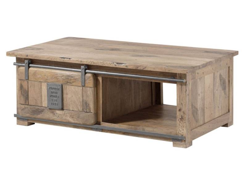 Massivmoebel24 Couchtisch RAILWAY (Couchtisch Mango 120x70x45 whitewash lackiert RAILWAY #3007) von Massivmoebel24