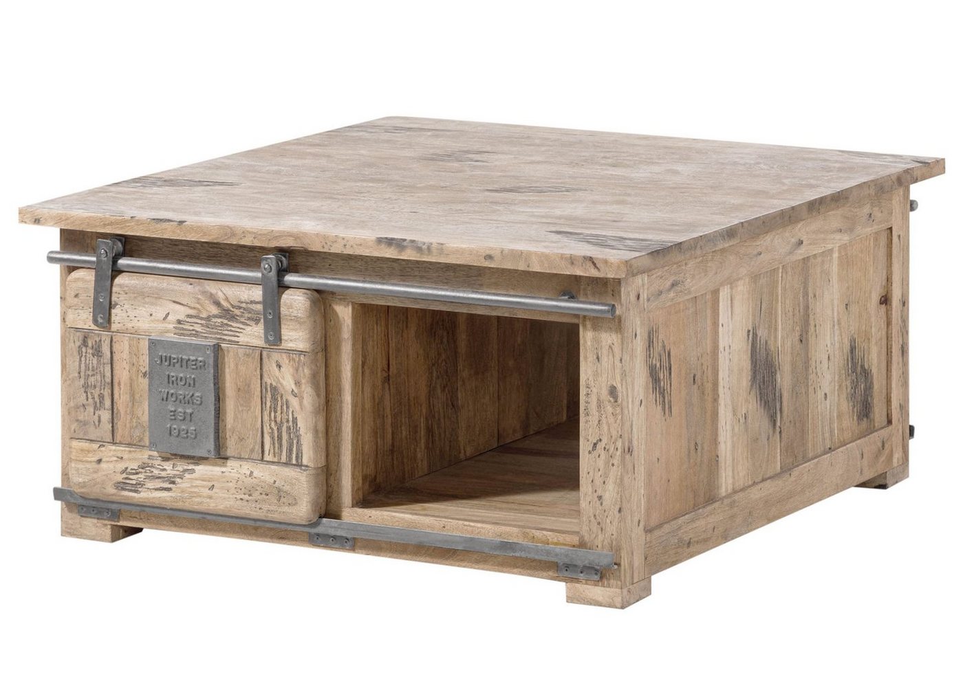 Massivmoebel24 Couchtisch RAILWAY (Massivholz, Massivholztisch), Couchtisch Mango 90x90x45 whitewash lackiert RAILWAY #3006 von Massivmoebel24