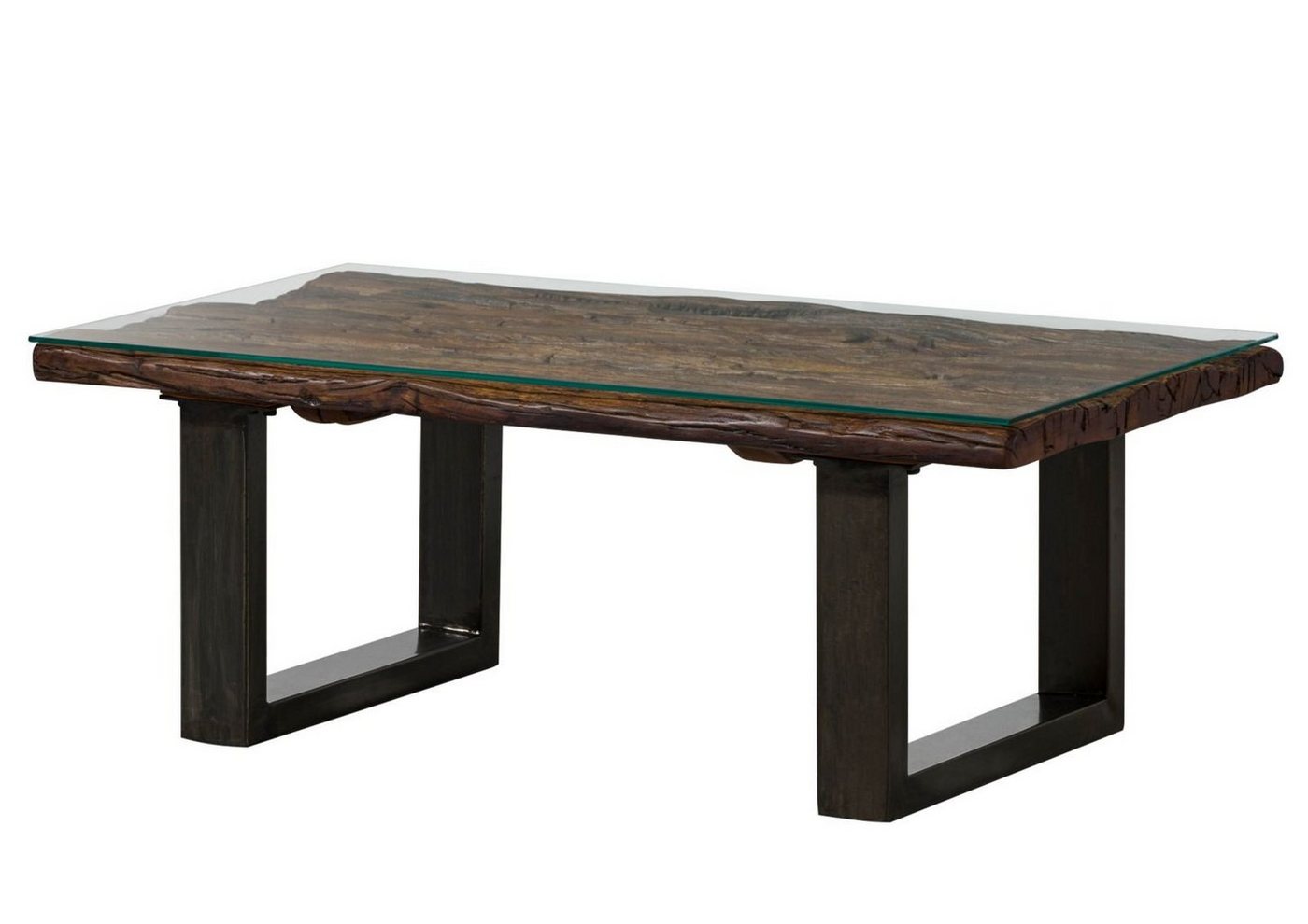 Massivmoebel24 Couchtisch SEVILLA (Massivholz, Massivholztisch), Couchtisch Altholz 110x60x42 braun lackiert CITY #29 von Massivmoebel24